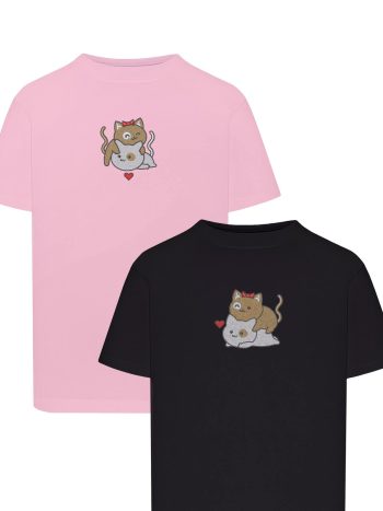 Zakochane kotki – Komplet koszulek dla par z haftem